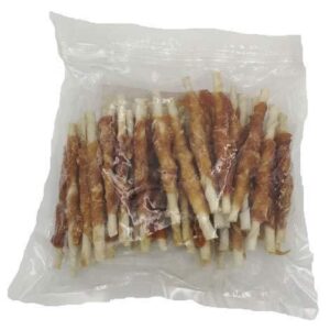 STICK DE CUERO TRENZADO Y POLLO PARA PERROS 500GR