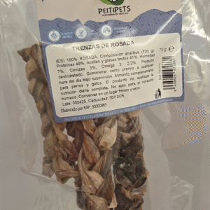 TRENZAS DE ROSADA NATURAL PARA PERROS Y GATOS - Snack saludable rico en omega-3