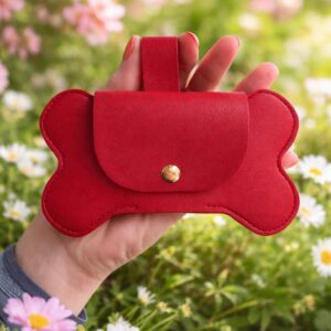 PORTA BOLSAS HIGIÉNICAS DE CUERO CON FORMA DE HUESO