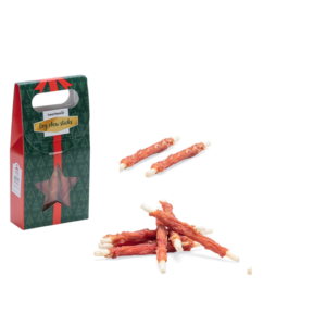 BEEZTEES SNACKS PALITOS MASTICABLES NAVIDEÑOS CON POLLO 12,5 CM – 8 UDS | DELICIA FESTIVA PARA PERROS